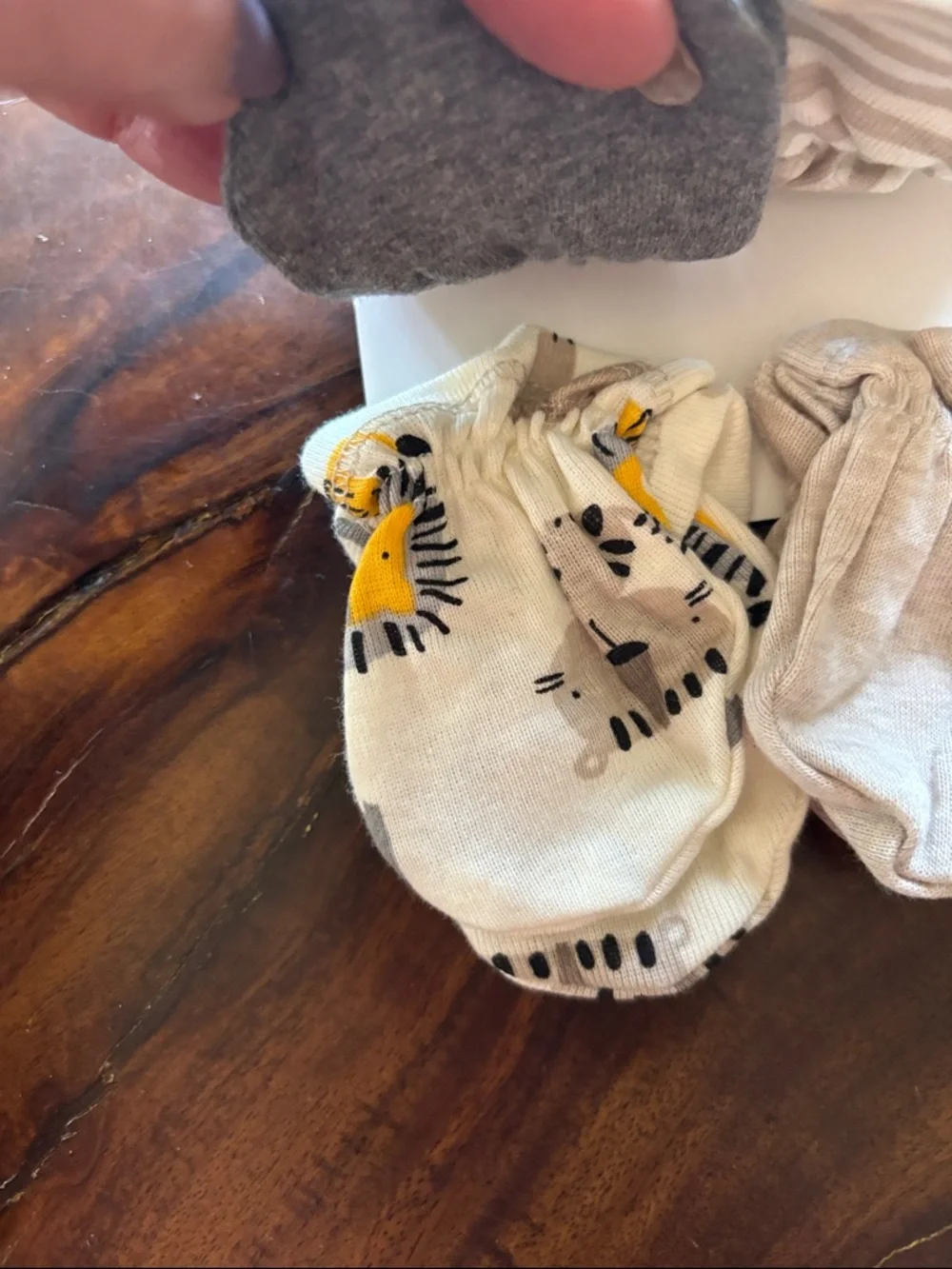 Gerber Neutral Baby Mittens Set in Gray and Cream